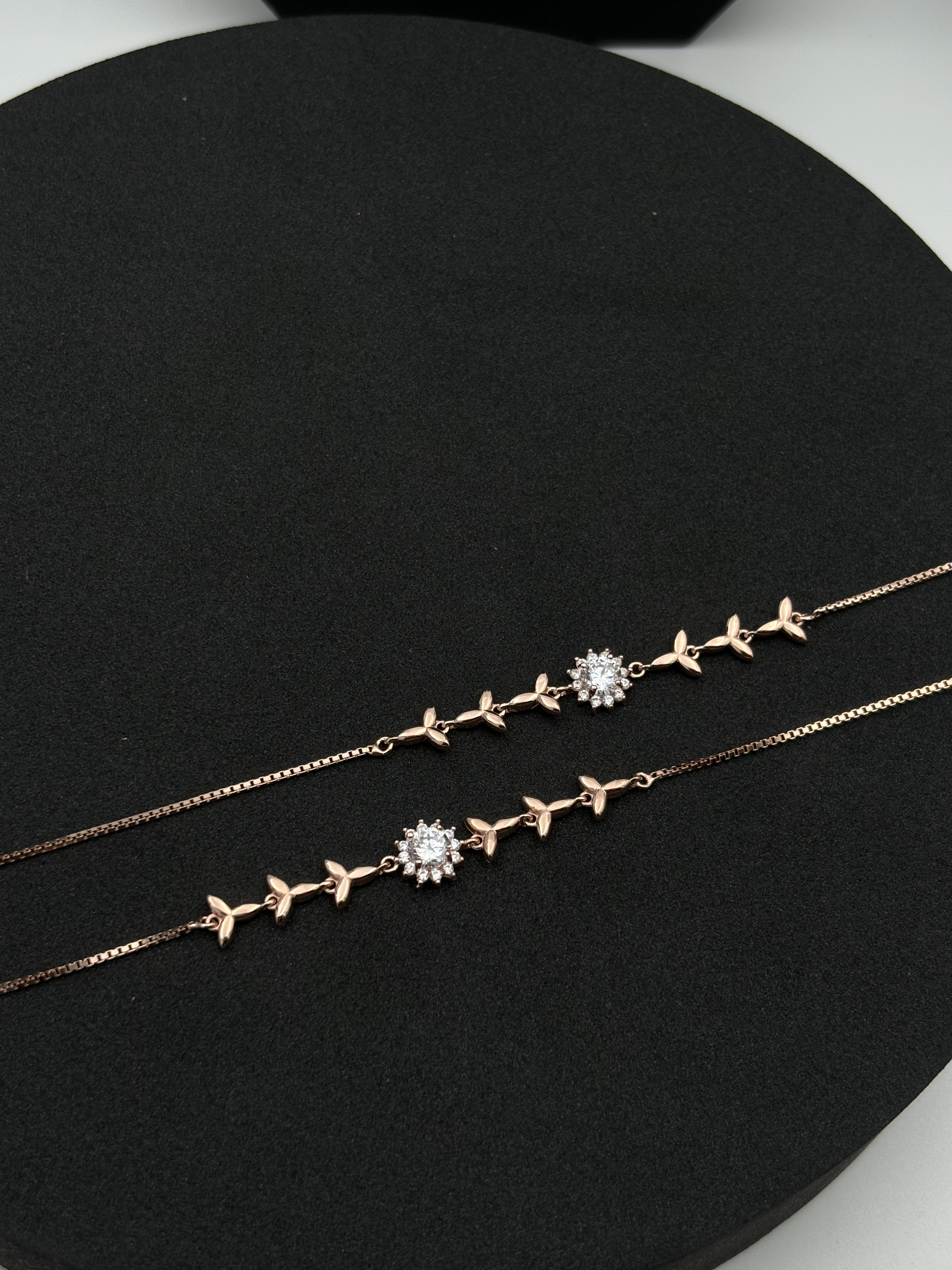 Delicate Floral Motif Leg Chain with Crystal Charm