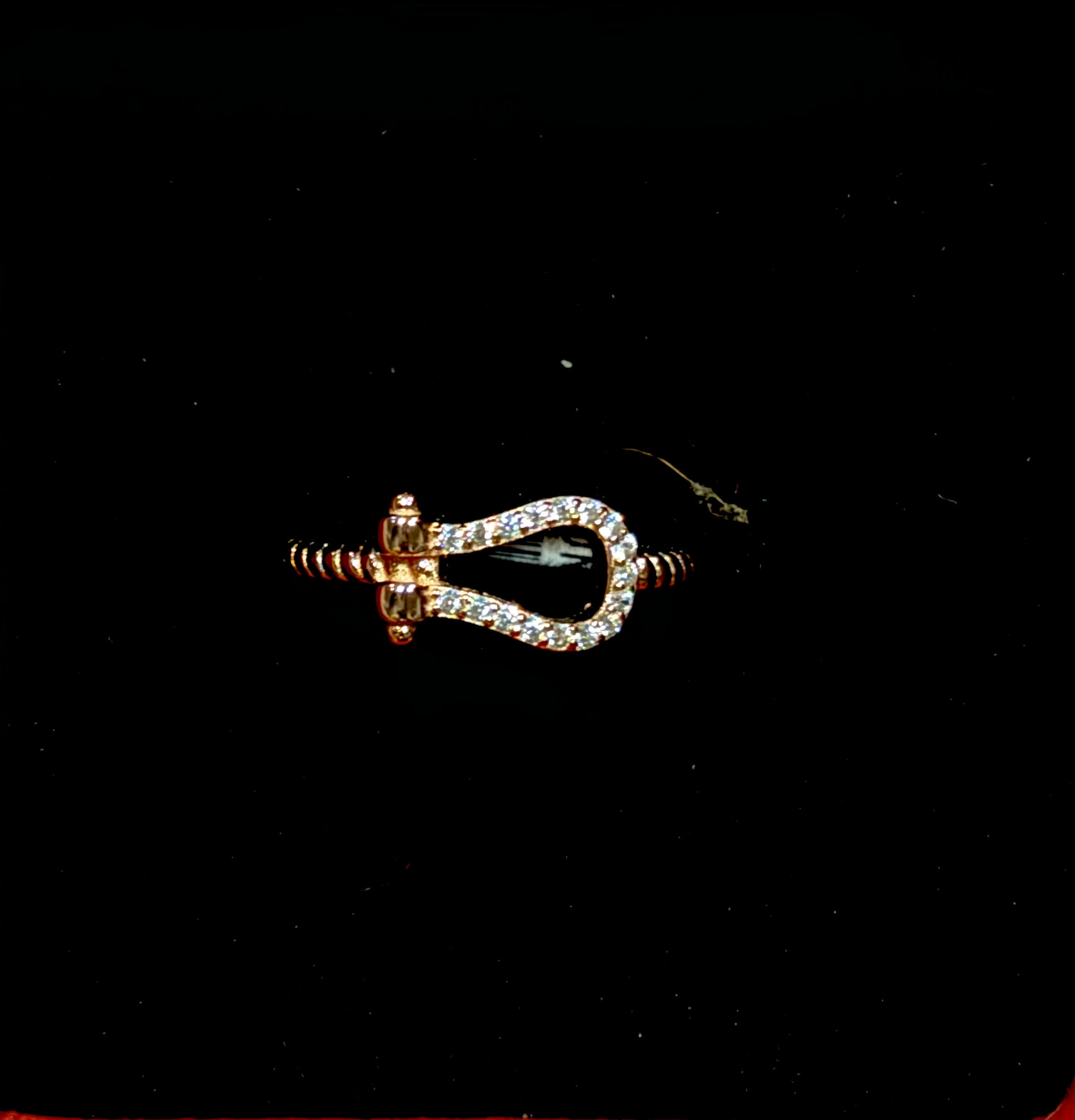 Sparkling Horseshoe Charm Ring